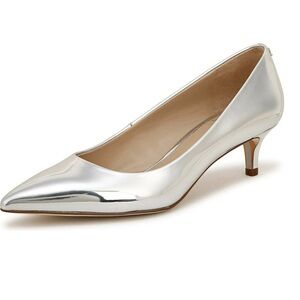 Sam Edelman Dori Metallic Shiny Silver Kitten Heels 8 1/2